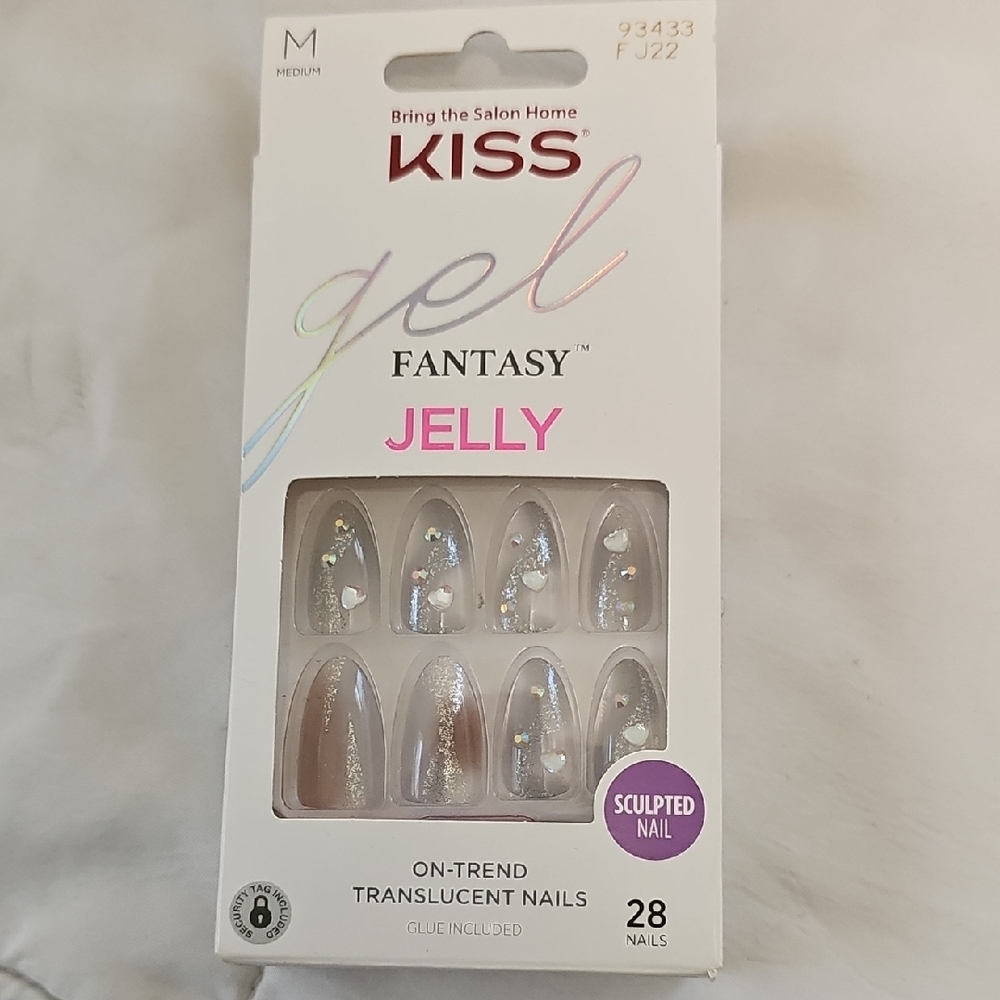 KISS Gel Fantasy Jelly Nails with Silver and Pink Accents